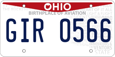 OH license plate GIR0566