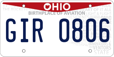 OH license plate GIR0806
