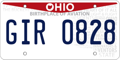 OH license plate GIR0828