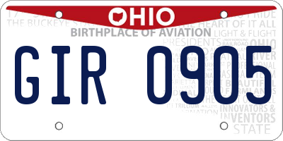 OH license plate GIR0905
