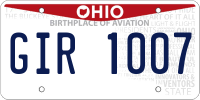 OH license plate GIR1007