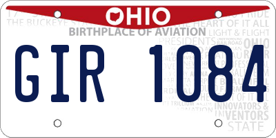 OH license plate GIR1084