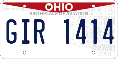 OH license plate GIR1414