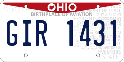 OH license plate GIR1431