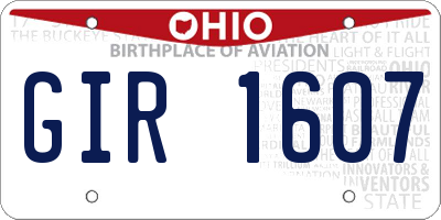 OH license plate GIR1607