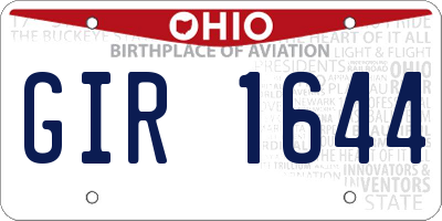 OH license plate GIR1644