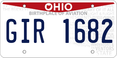 OH license plate GIR1682