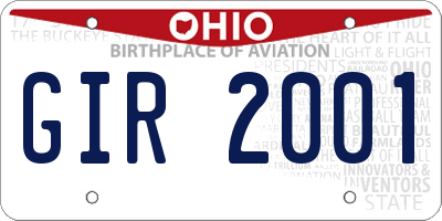 OH license plate GIR2001