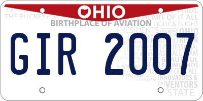 OH license plate GIR2007