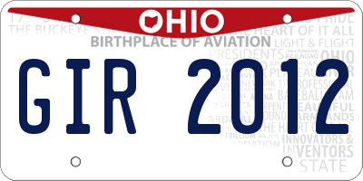 OH license plate GIR2012