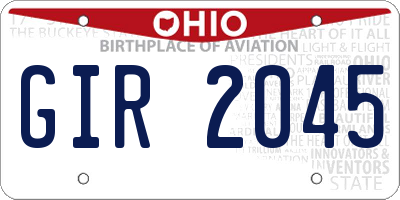 OH license plate GIR2045