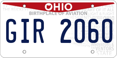 OH license plate GIR2060