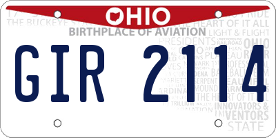 OH license plate GIR2114
