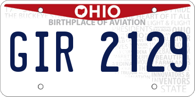 OH license plate GIR2129