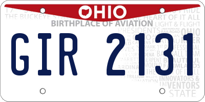 OH license plate GIR2131