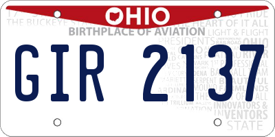 OH license plate GIR2137