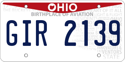 OH license plate GIR2139