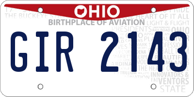 OH license plate GIR2143