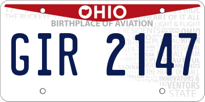 OH license plate GIR2147