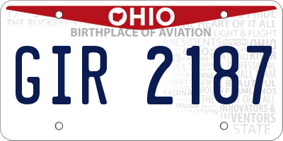 OH license plate GIR2187