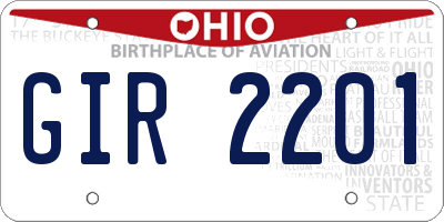 OH license plate GIR2201
