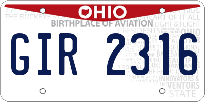 OH license plate GIR2316