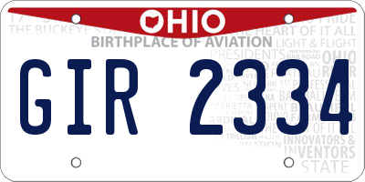 OH license plate GIR2334