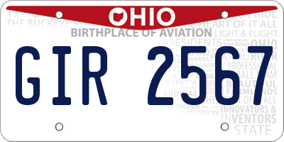 OH license plate GIR2567