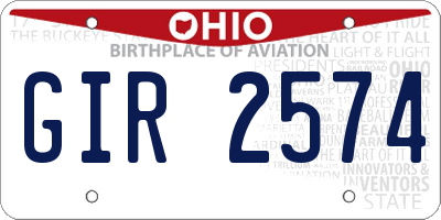 OH license plate GIR2574