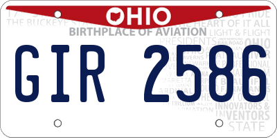 OH license plate GIR2586