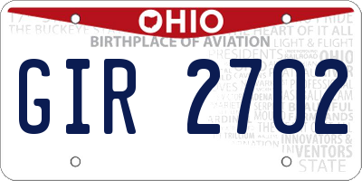 OH license plate GIR2702