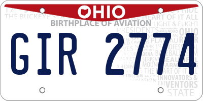 OH license plate GIR2774