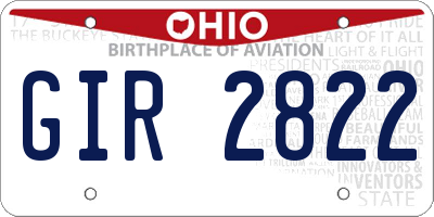 OH license plate GIR2822