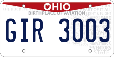 OH license plate GIR3003