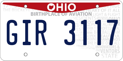 OH license plate GIR3117