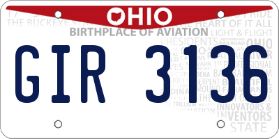 OH license plate GIR3136