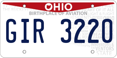 OH license plate GIR3220