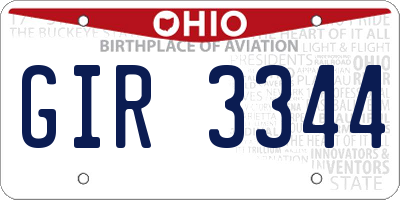 OH license plate GIR3344