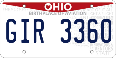 OH license plate GIR3360