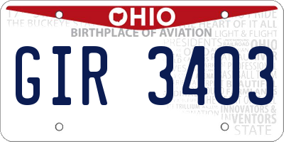OH license plate GIR3403