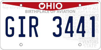 OH license plate GIR3441