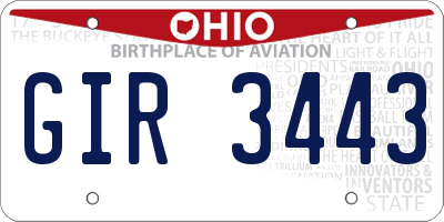 OH license plate GIR3443
