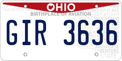 OH license plate GIR3636