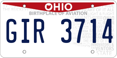 OH license plate GIR3714