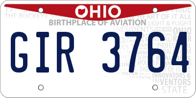 OH license plate GIR3764