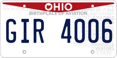 OH license plate GIR4006