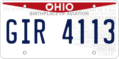OH license plate GIR4113