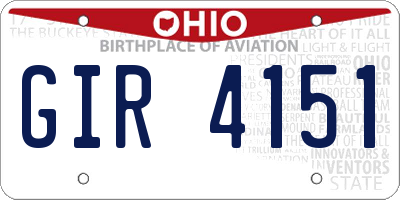 OH license plate GIR4151