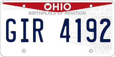 OH license plate GIR4192