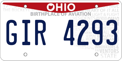OH license plate GIR4293